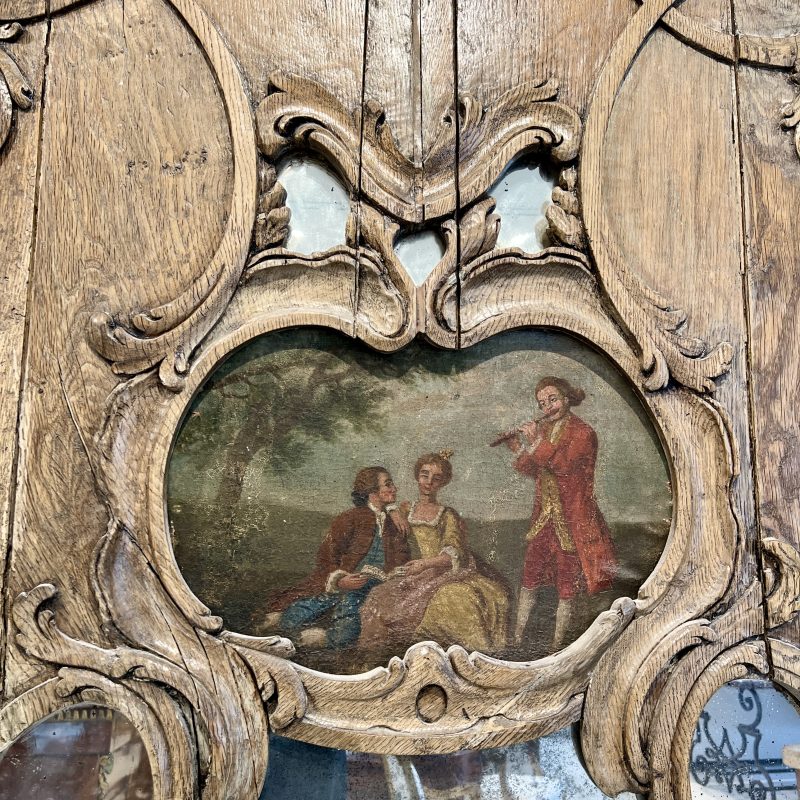 19c French Louis XV Style Oak Trumeau Mirror - Image 6