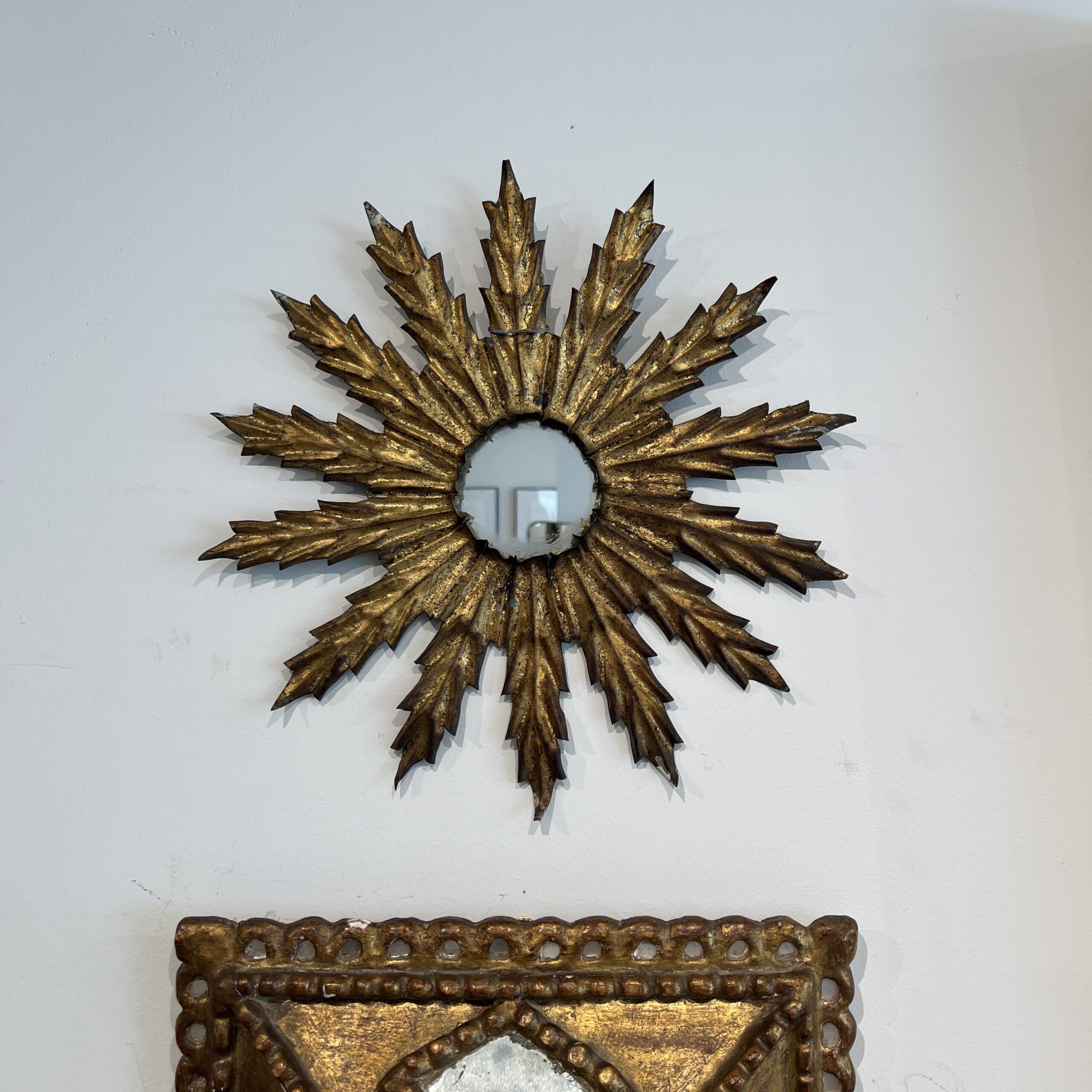 Spanish Gilded Iron Leaf Mirror - Image 2