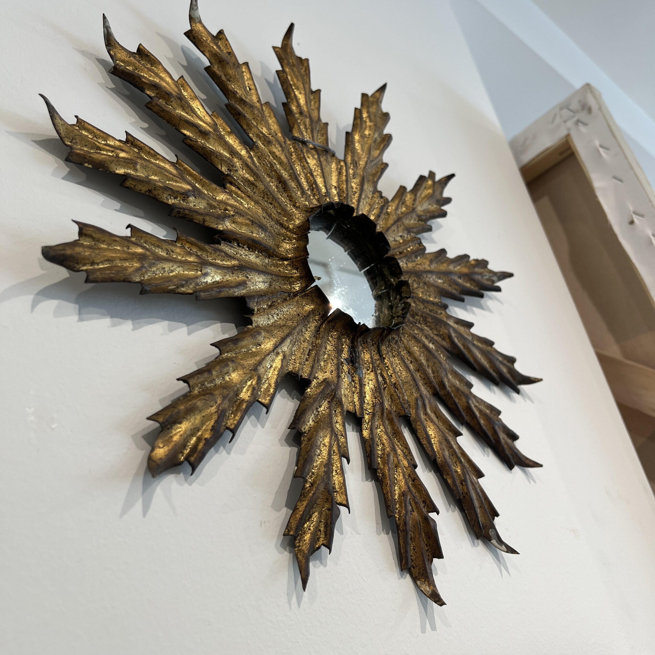 Spanish Gilded Iron Leaf Mirror - Image 3