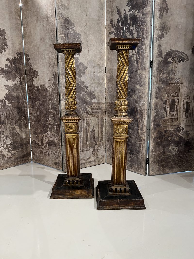 Antique Italian Column Fragment Candlesticks - Image 2