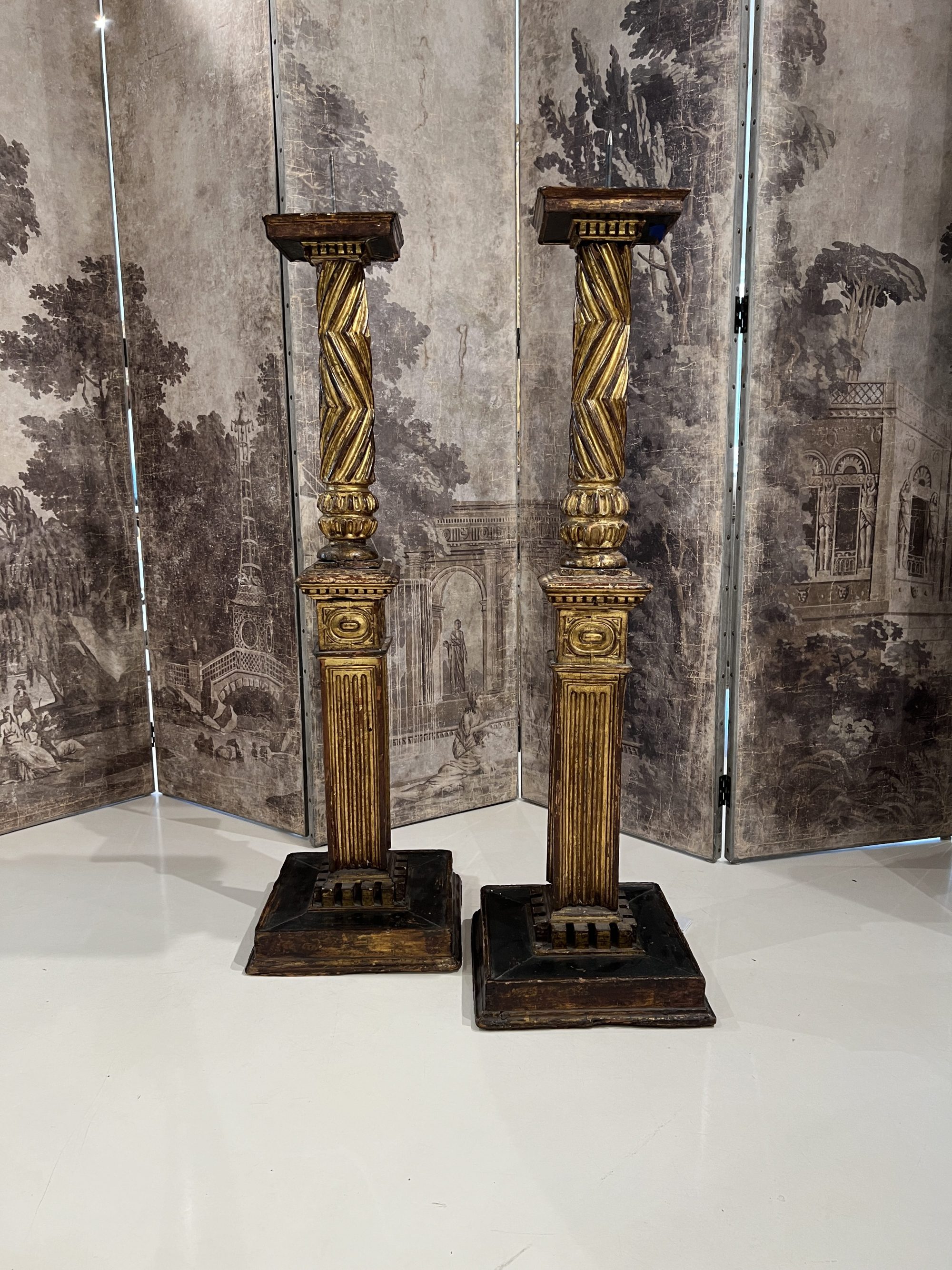 Antique Italian Column Fragment Candlesticks - Image 2