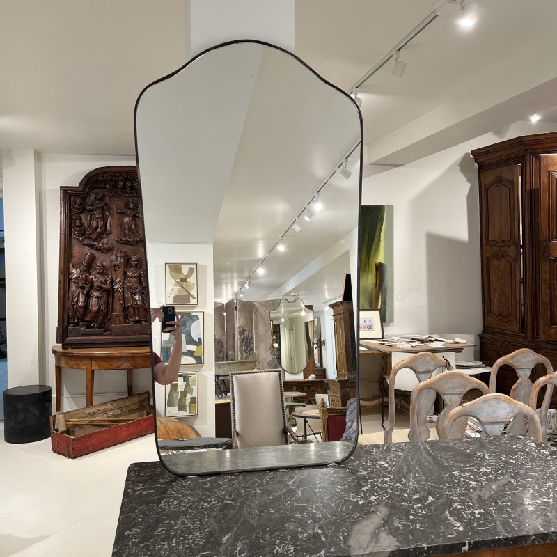 Mid-Century Italian Tall Brass Mirror - Image 2