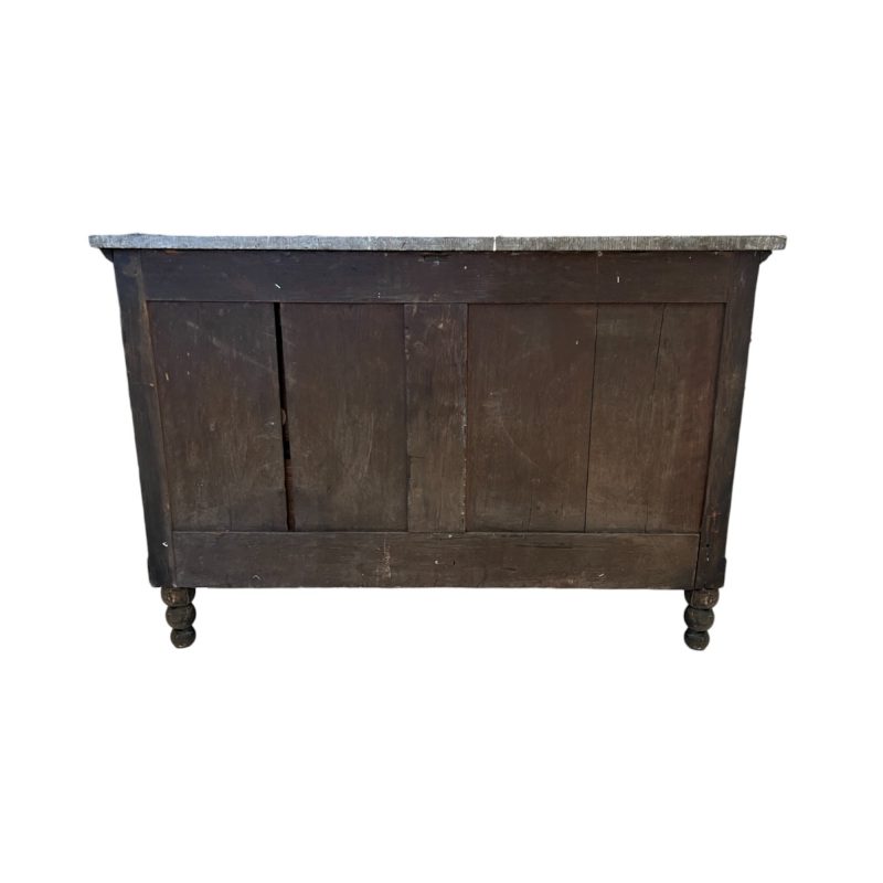 19th Century French Empire Black Antique Chest with Marble Top with Paw Feet - Image 4