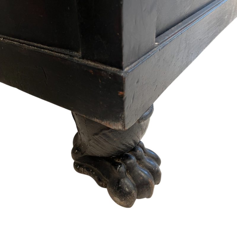 19th Century French Empire Black Antique Chest with Marble Top with Paw Feet - Image 6