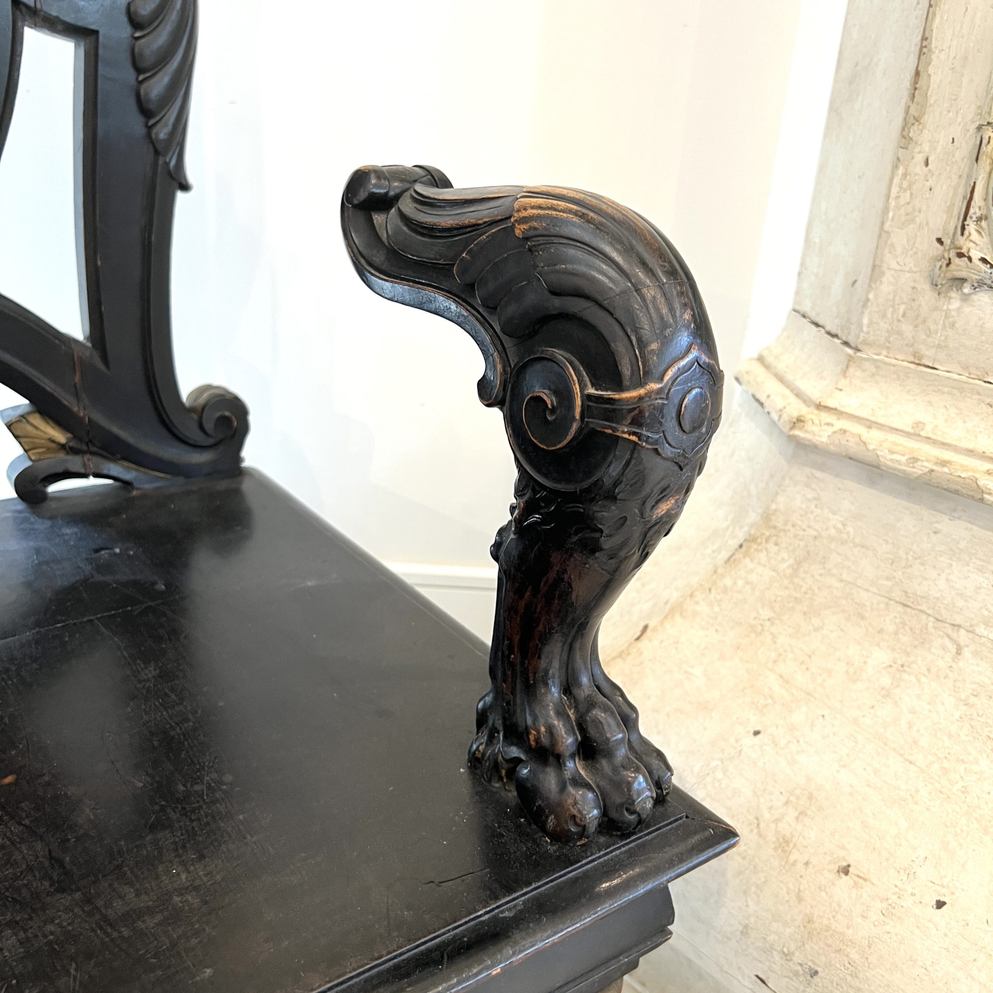 19th Century French Antique Black Throne from Paris - Image 6