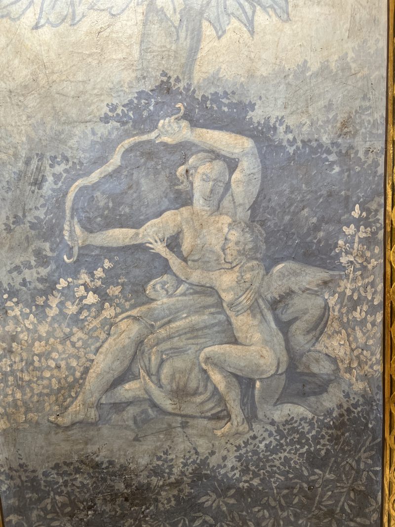 Italian Painted Linen Neoclassical Panels with Gilded Details - Image 3