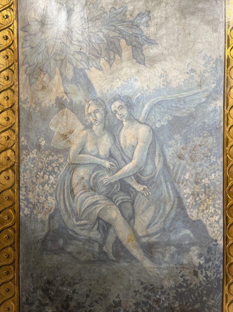 Italian Painted Linen Neoclassical Panels with Gilded Details - Image 4