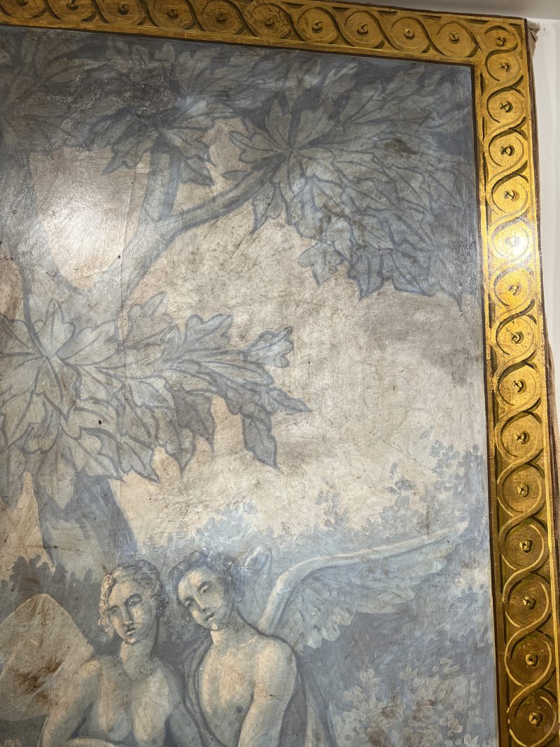 Italian Painted Linen Neoclassical Panels with Gilded Details - Image 5