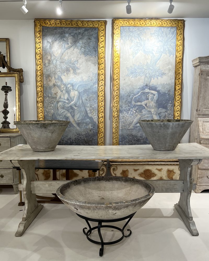 Italian Painted Linen Neoclassical Panels with Gilded Details - Image 9