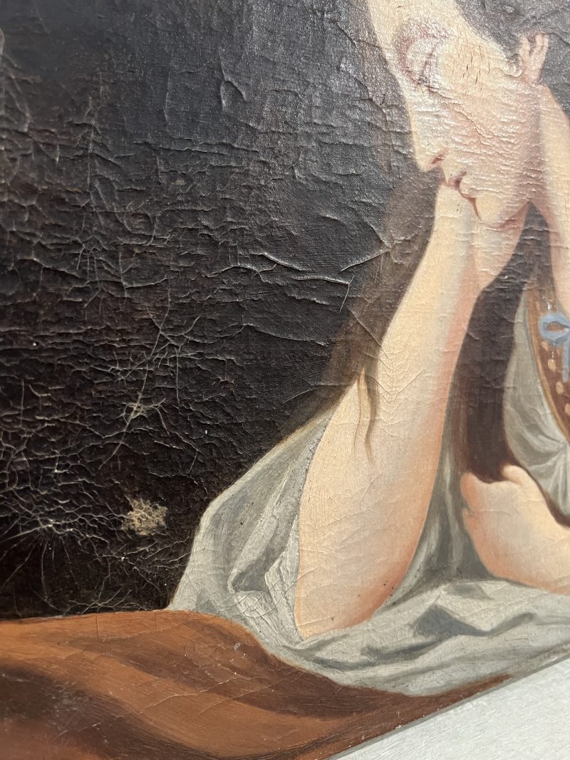 19th Century Renaissance Antique Painting of Woman - Signed - Image 2
