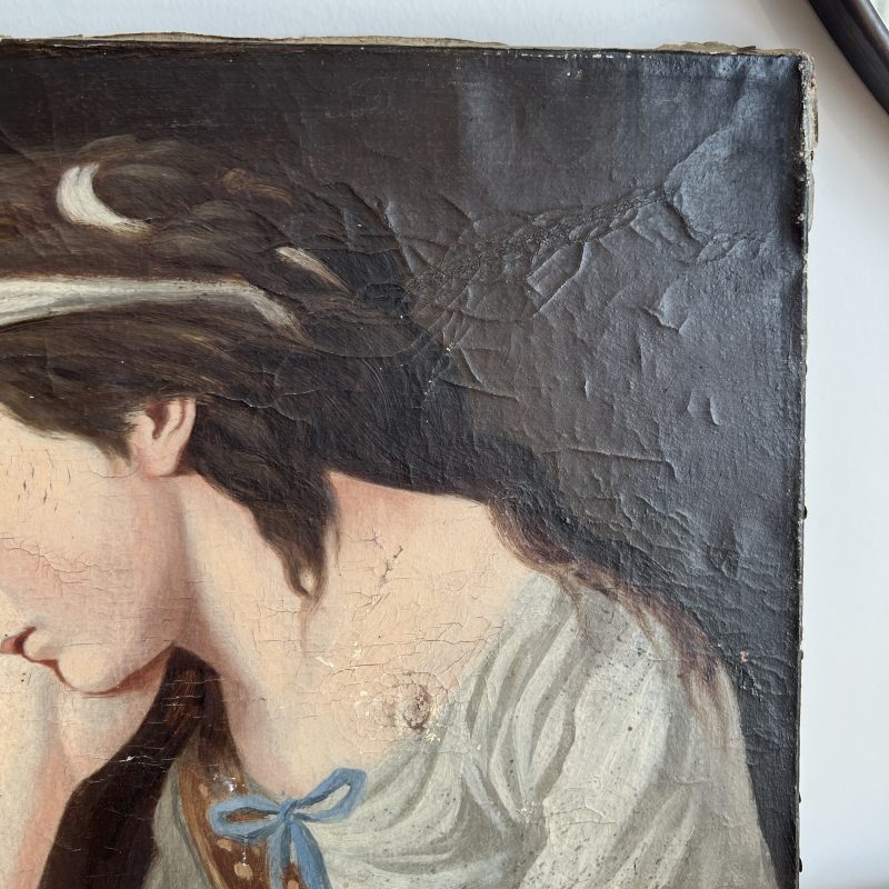 19th Century Renaissance Antique Painting of Woman - Signed - Image 5