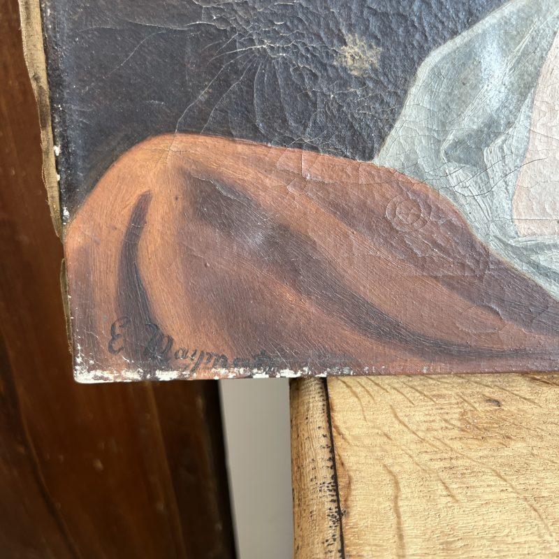 19th Century Renaissance Antique Painting of Woman - Signed - Image 7