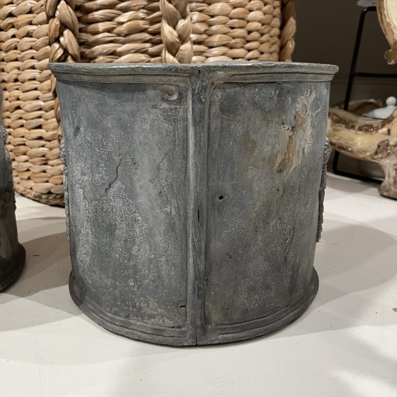 18/19th Century English Pr of Lead Antique Planters w/Amphorae & Garland Relief - Image 8