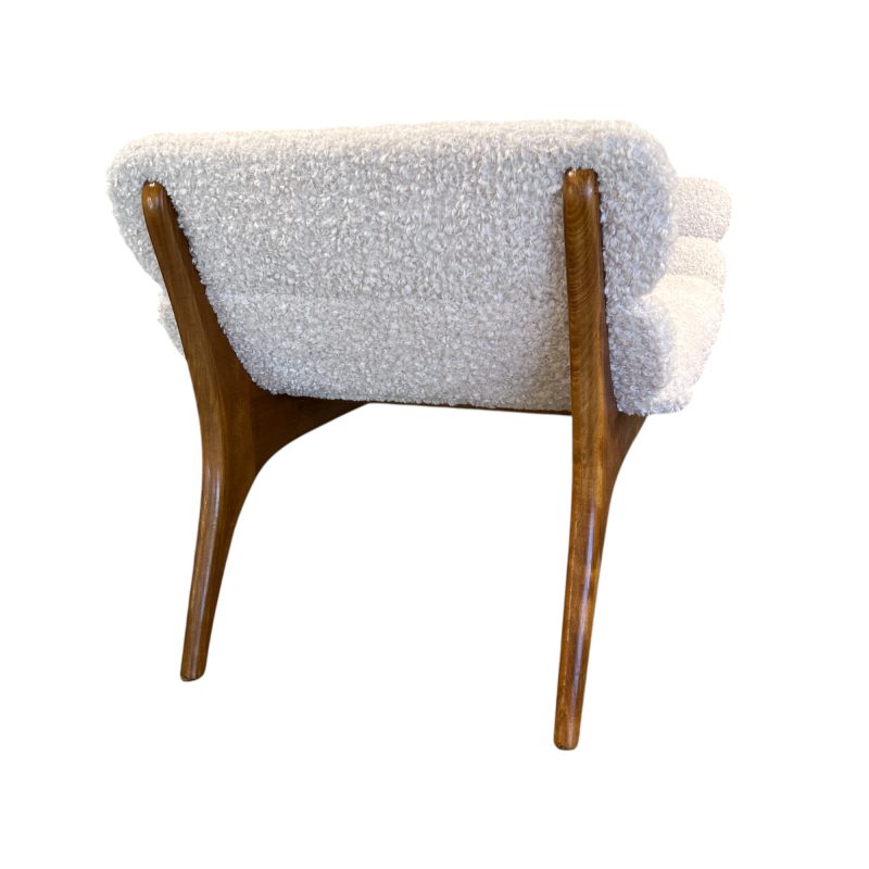 Mid-Century Italian Ash Bench with Boucle - Image 5