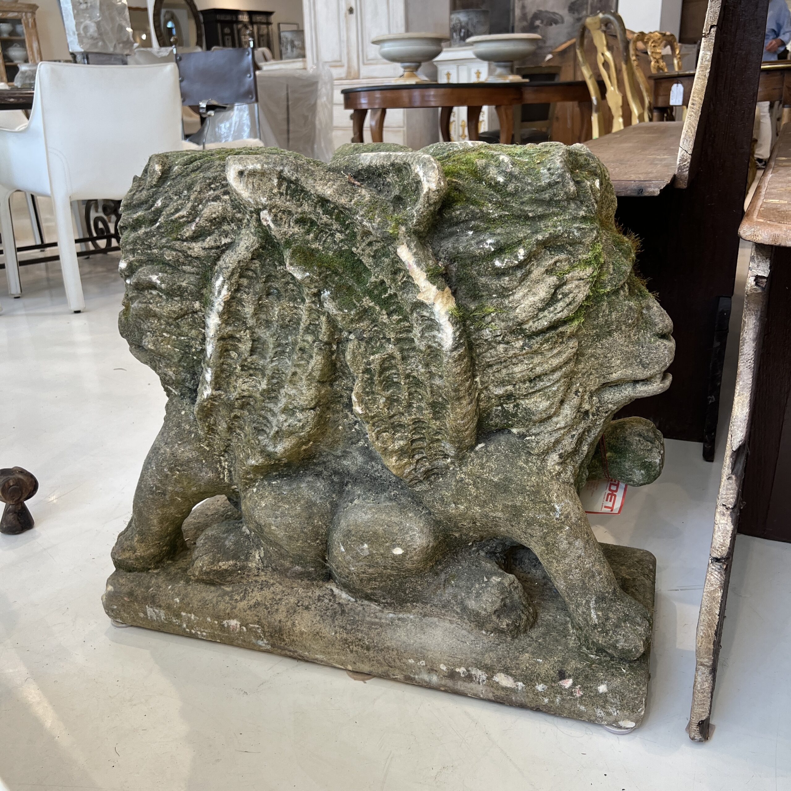 Antique French Double-Faced Winged Lion in Stone - Image 8