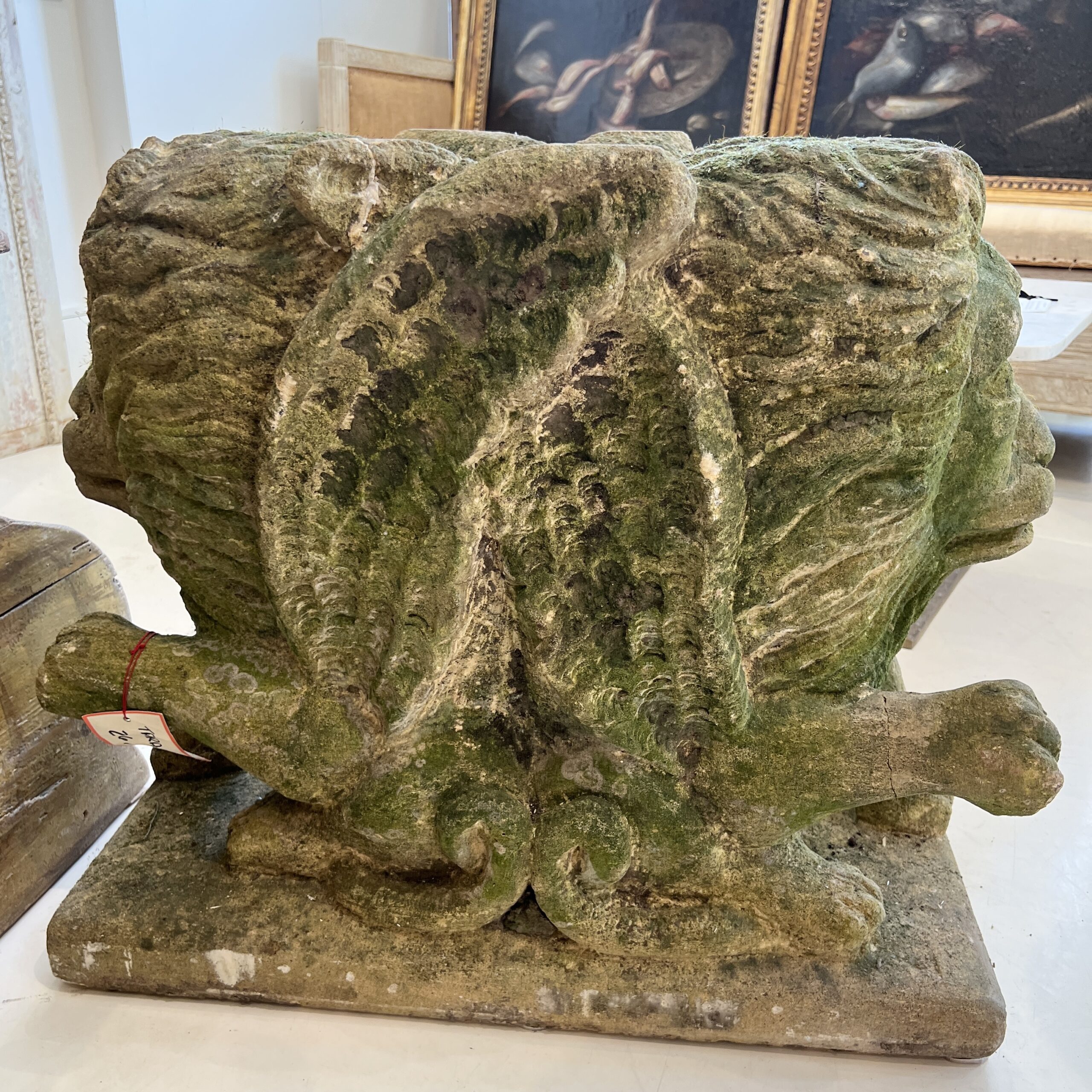 Antique French Double-Faced Winged Lion in Stone - Image 4