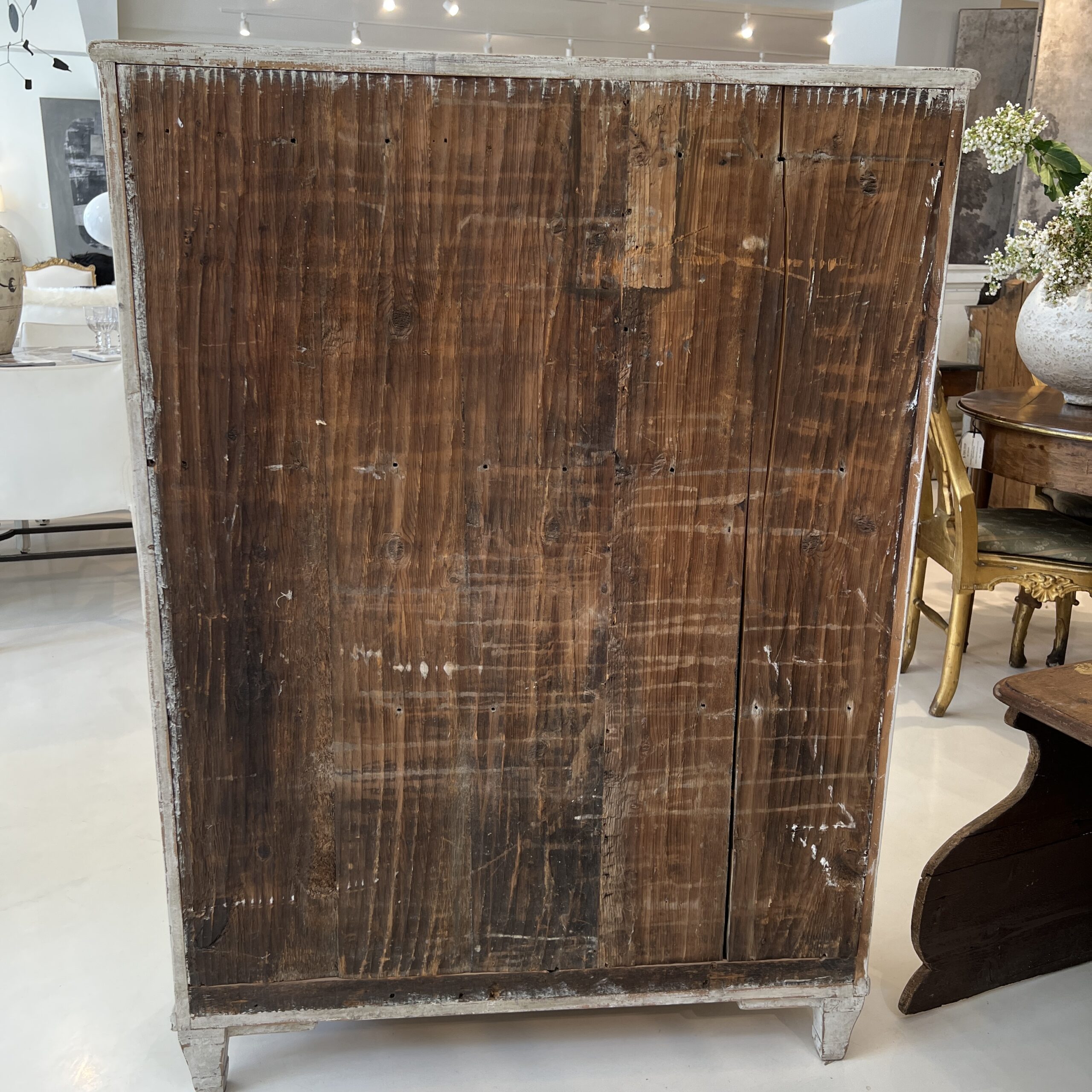 19th Century Swedish Tall Antique Cabinet with Curved Reeded Front - Image 9