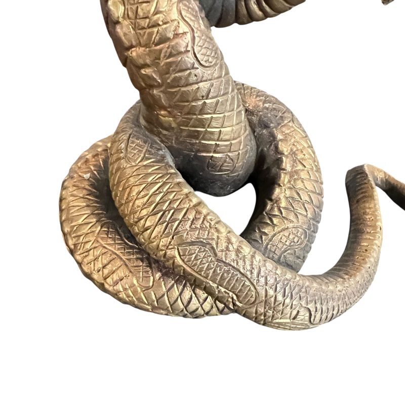 19th Century French Pair of Antique Bronze Snake Candlesticks - Image 8