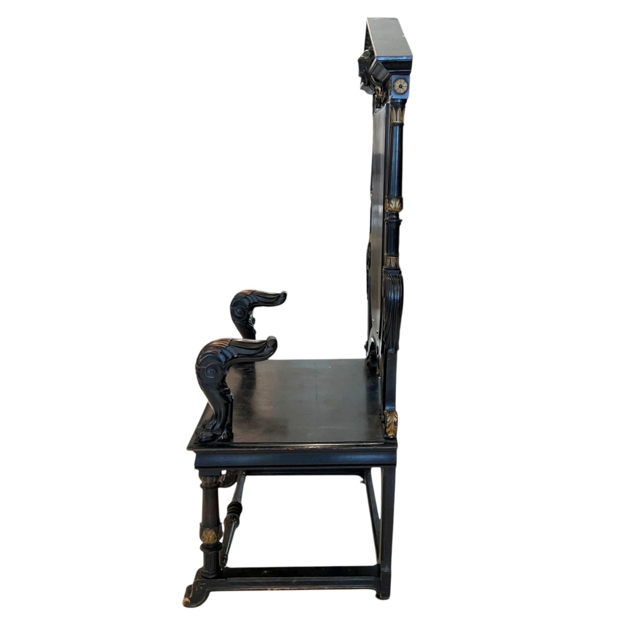 19th Century French Antique Black Throne from Paris - Image 2