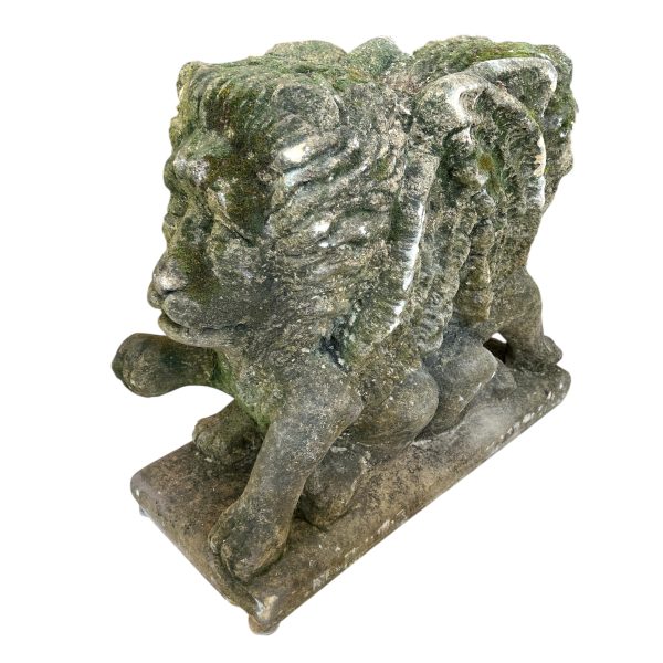 Antique French Double-Faced Winged Lion in Stone