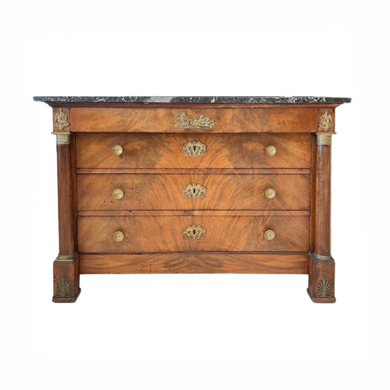 19th Century Empire Marble Top Commode