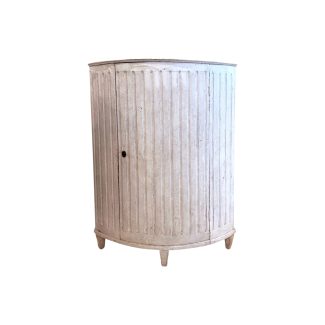 19th Century Swedish Tall Antique Cabinet with Curved Reeded Front