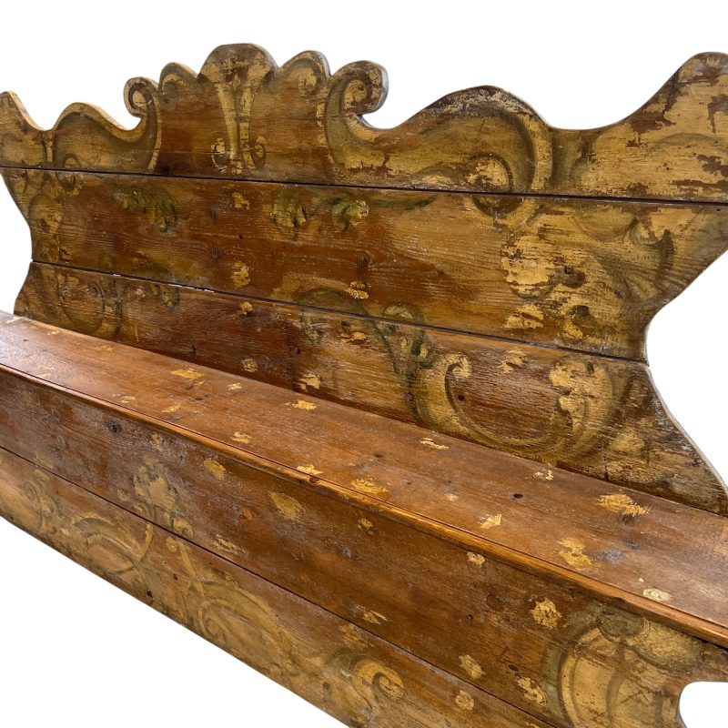 18th Century Italian Baroque Polychrome Antique Hall Bench - Image 3