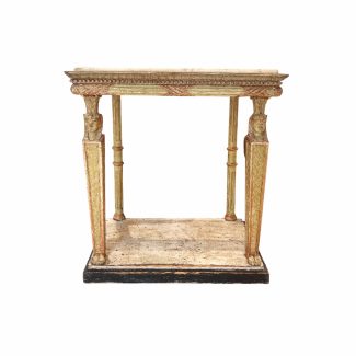 19 Swedish Gustavian Egyptian-style Antique Gilded Console Table with Marble Top - Attributed to Jonas Frisk