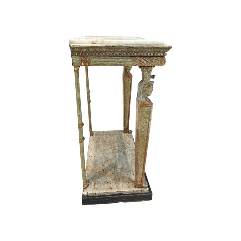 19 Swedish Gustavian Egyptian-style Antique Gilded Console Table with Marble Top - Attributed to Jonas Frisk - Image 3