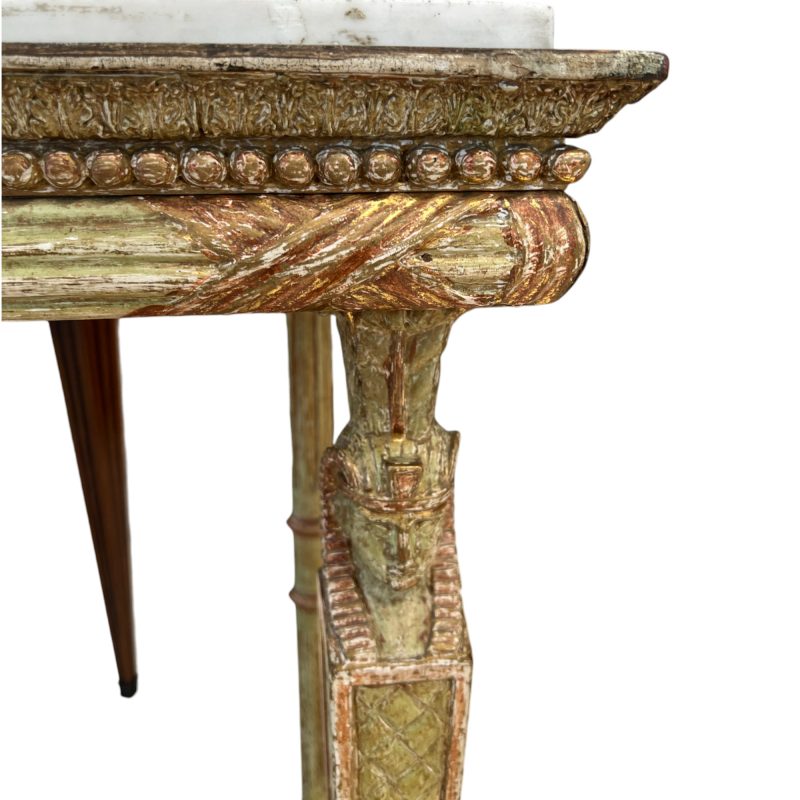 19 Swedish Gustavian Egyptian-style Antique Gilded Console Table with Marble Top - Attributed to Jonas Frisk - Image 4