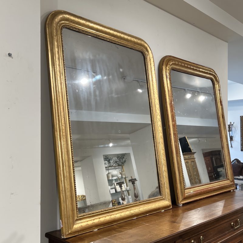 19th Century French Louis Philippe Large Gilded Antique Mirror w/Neoclassical X Details - Image 4