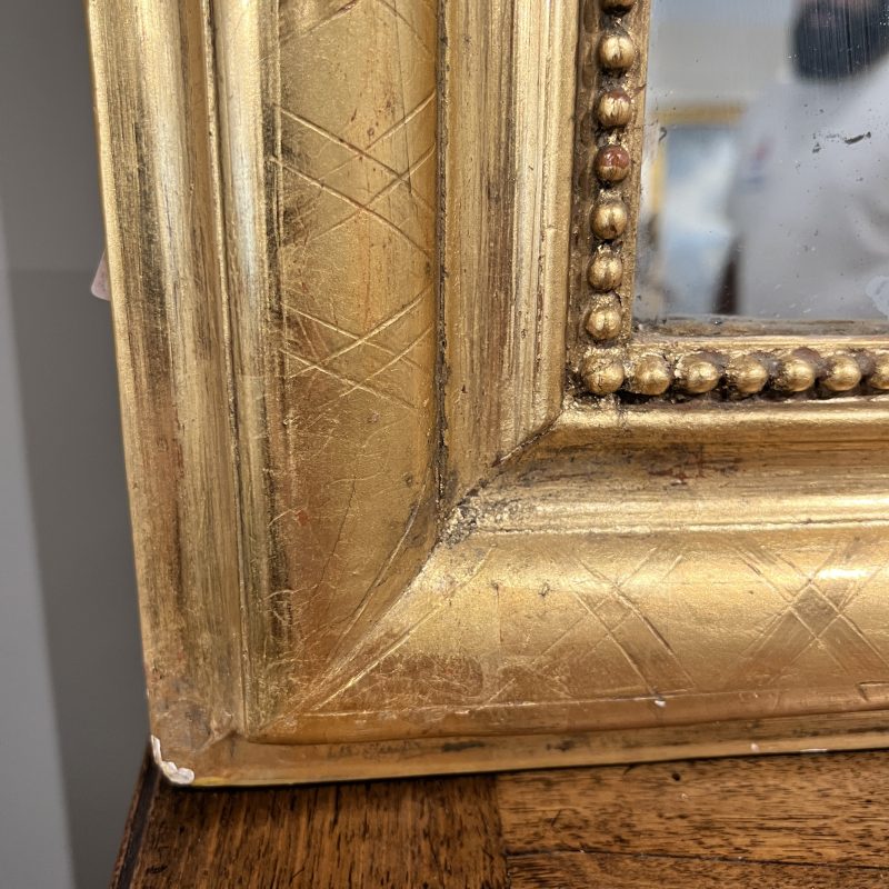 19th Century French Louis Philippe Large Gilded Antique Mirror w/Neoclassical X Details - Image 2