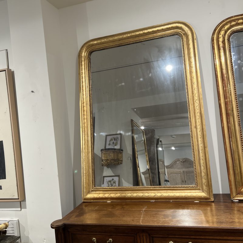 19th Century French Louis Philippe Large Gilded Antique Mirror w/Neoclassical X Details - Image 3