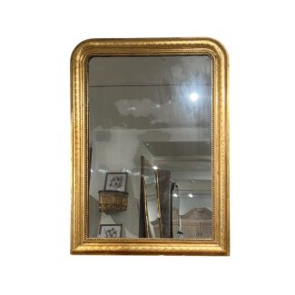 19th Century French Louis Philippe Large Gilded Antique Mirror w/Neoclassical X Details