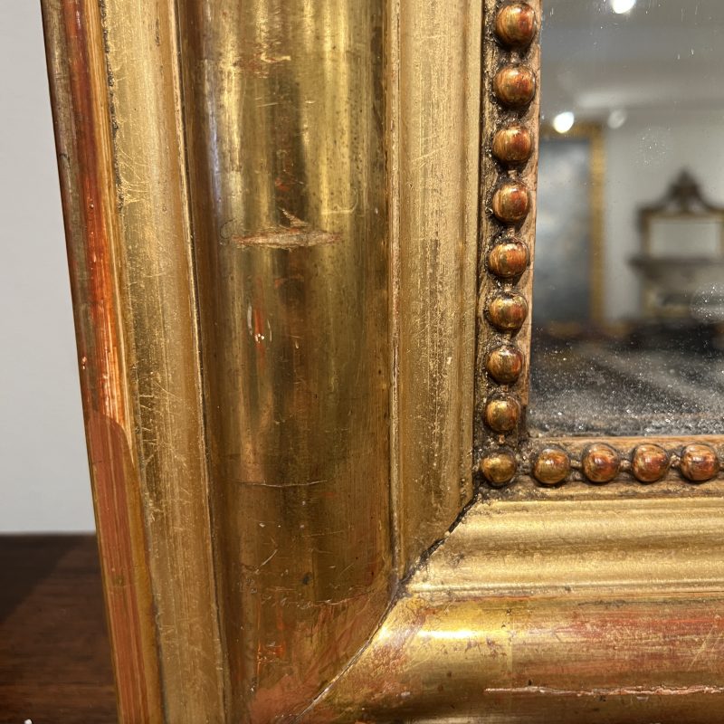 19th Century French Louis Philippe Gilded Antique Mirror w/Neoclassical X Details - Image 3