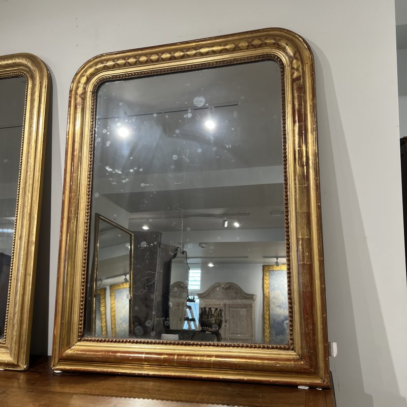 19th Century French Louis Philippe Gilded Antique Mirror w/Neoclassical X Details - Image 2