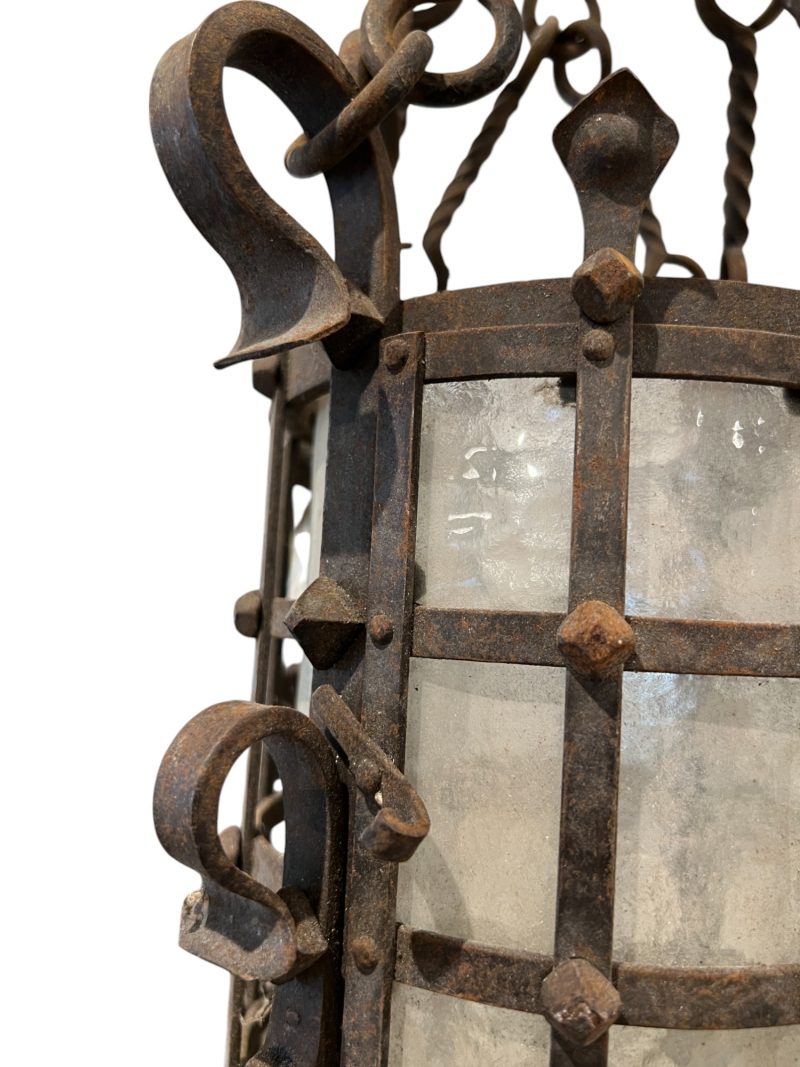 19th Century French Napoleon III Black Iron Antique Lantern - Image 3
