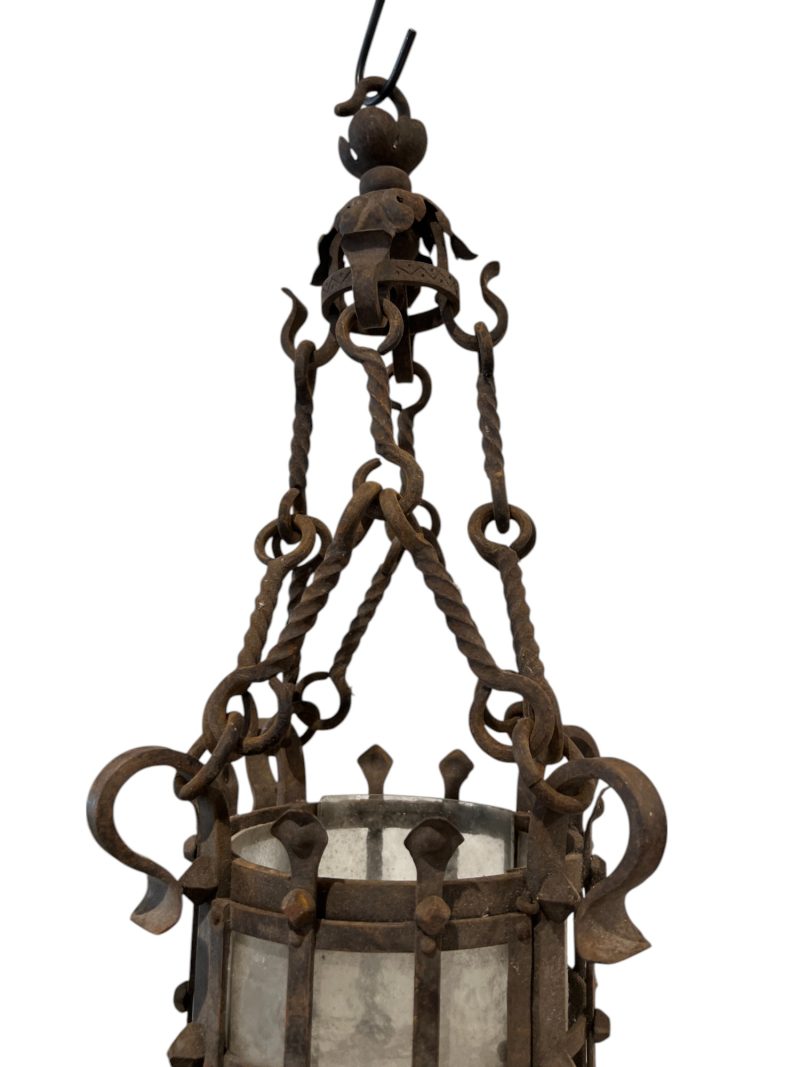 19th Century French Napoleon III Black Iron Antique Lantern - Image 7