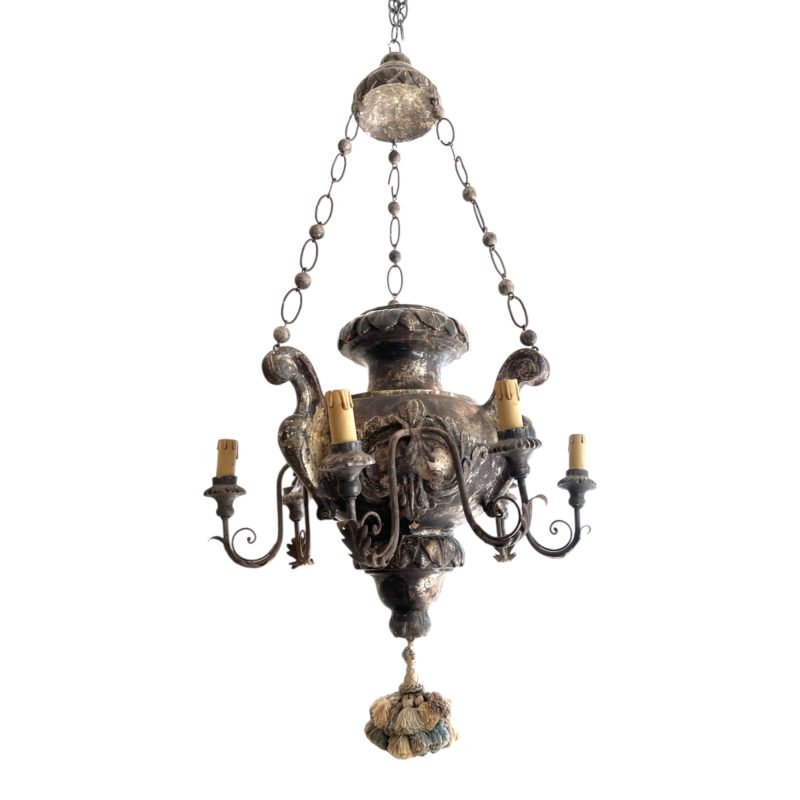 18th Century Italian Silverleaf Wood Antique Lantern from Milano