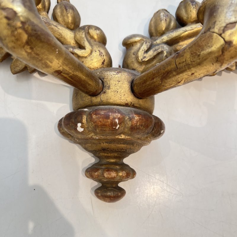 19th Century French Pair of Charles X Gilded Wood Antique Sconces - Image 2