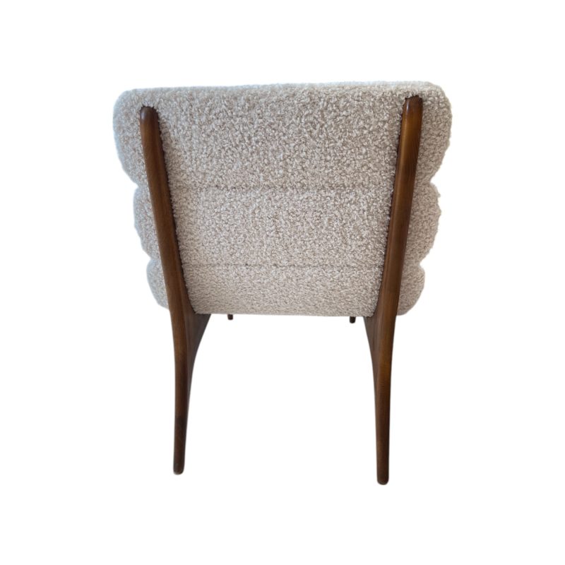 Mid-Century Italian Pair of Ash Chairs w/Boucle - Image 3