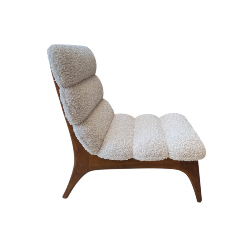 Mid-Century Italian Pair of Ash Chairs w/Boucle - Image 4
