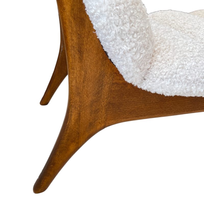 Mid-Century Italian Pair of Ash Chairs w/Boucle - Image 5