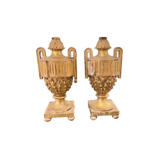 18th Century Italian Pr of Antique Neoclassical Gilt Wood Altar Sticks/Candlesticks