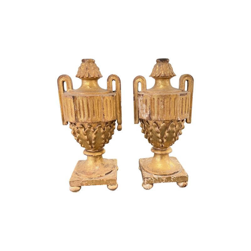 18th Century Italian Pr of Antique Neoclassical Gilt Wood Altar Sticks/Candlesticks
