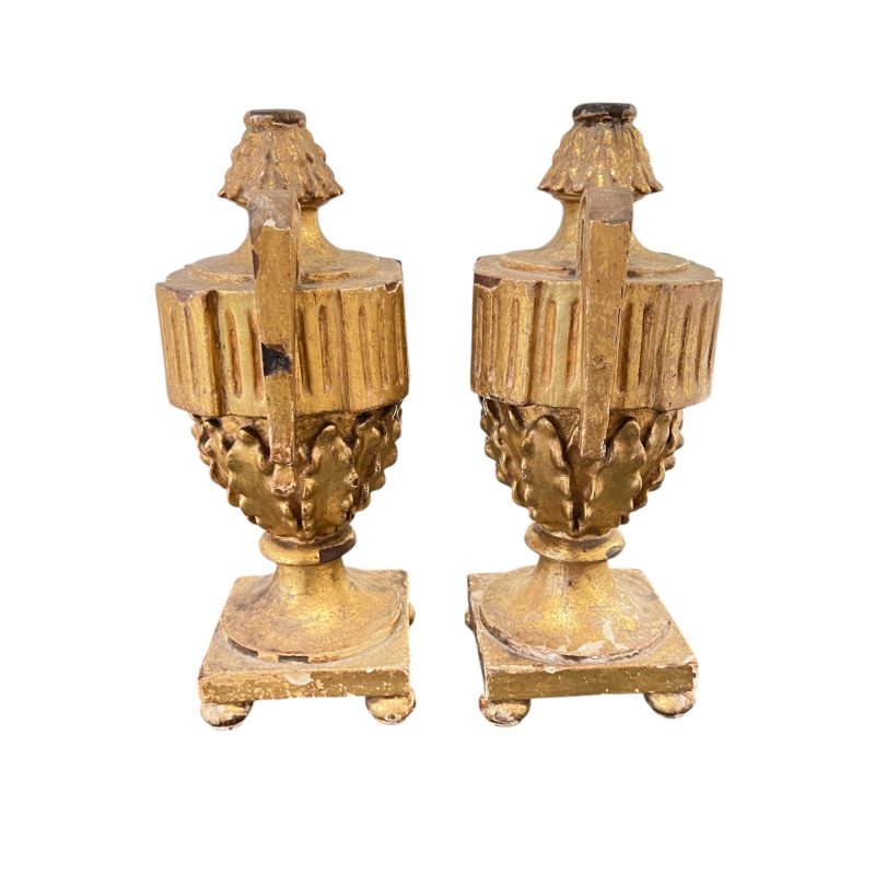 18th Century Italian Pr of Antique Neoclassical Gilt Wood Altar Sticks/Candlesticks - Image 4