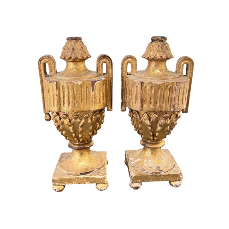 18th Century Italian Pr of Antique Neoclassical Gilt Wood Altar Sticks/Candlesticks - Image 3