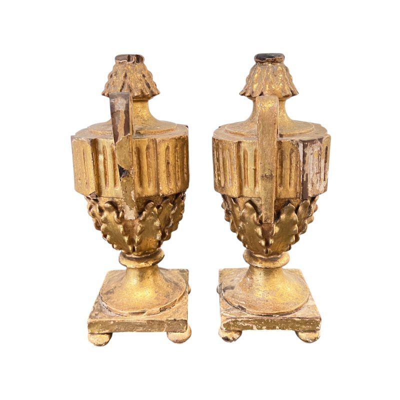 18th Century Italian Pr of Antique Neoclassical Gilt Wood Altar Sticks/Candlesticks - Image 2