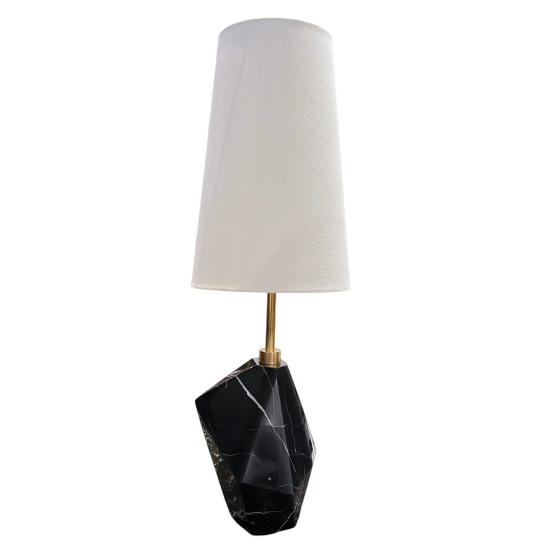 Black Marble Chunk Bedside Lamp - Image 2