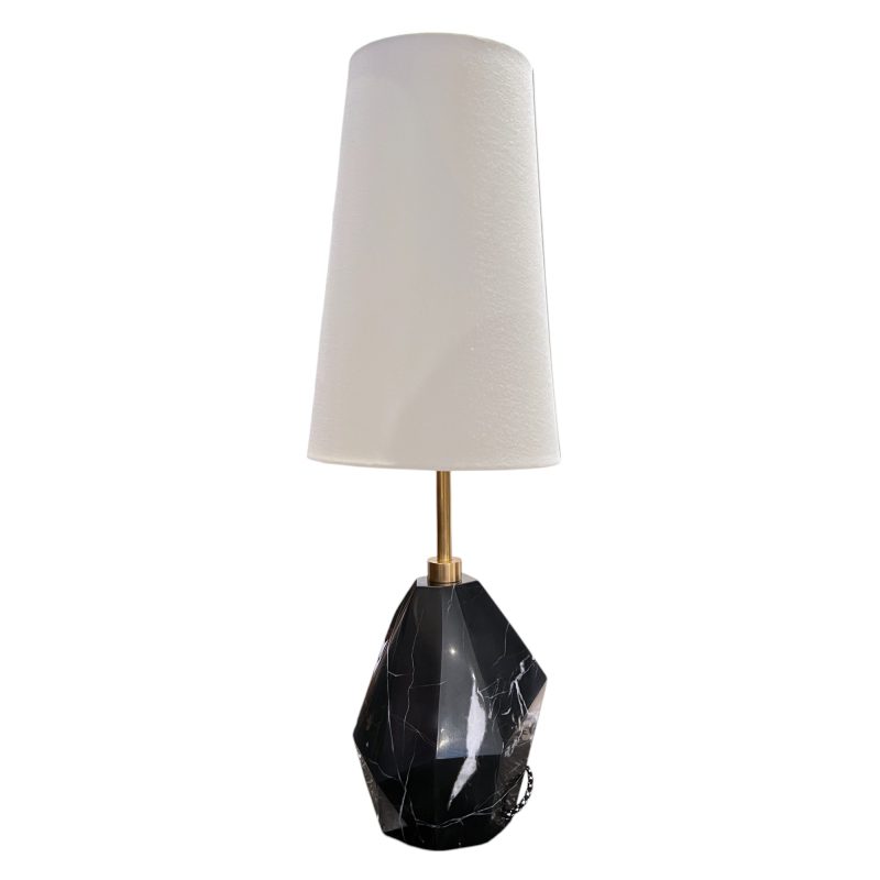 Black Marble Chunk Bedside Lamp - Image 3